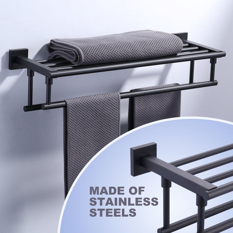 Matte Black 24" Stainless Steel Wall Mounted Towel Rack