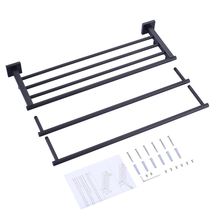 Matte Black 24" Stainless Steel Wall Mounted Towel Rack
