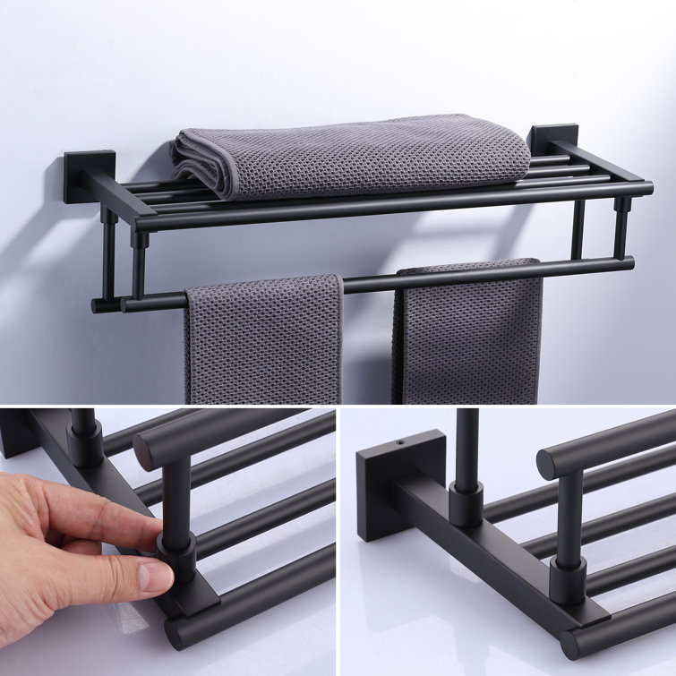 Matte Black 24" Stainless Steel Wall Mounted Towel Rack