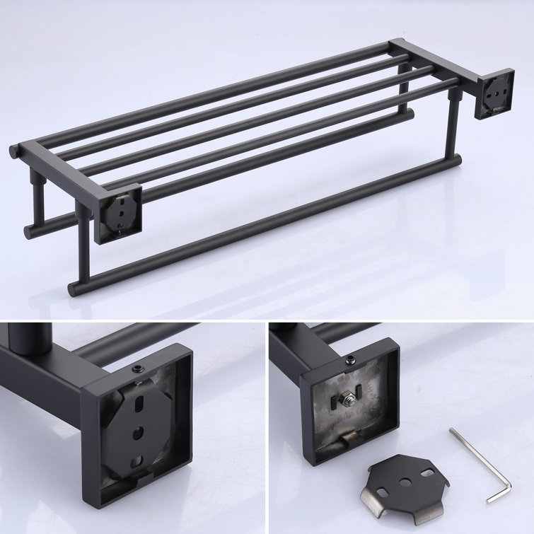 Matte Black 24" Stainless Steel Wall Mounted Towel Rack