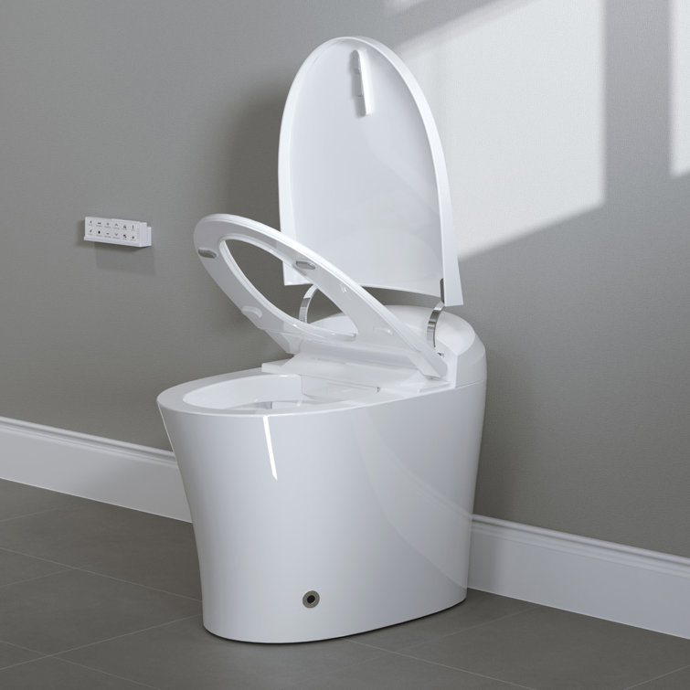 Elongated White Electric Dual Flush Smart Bidet Toilet