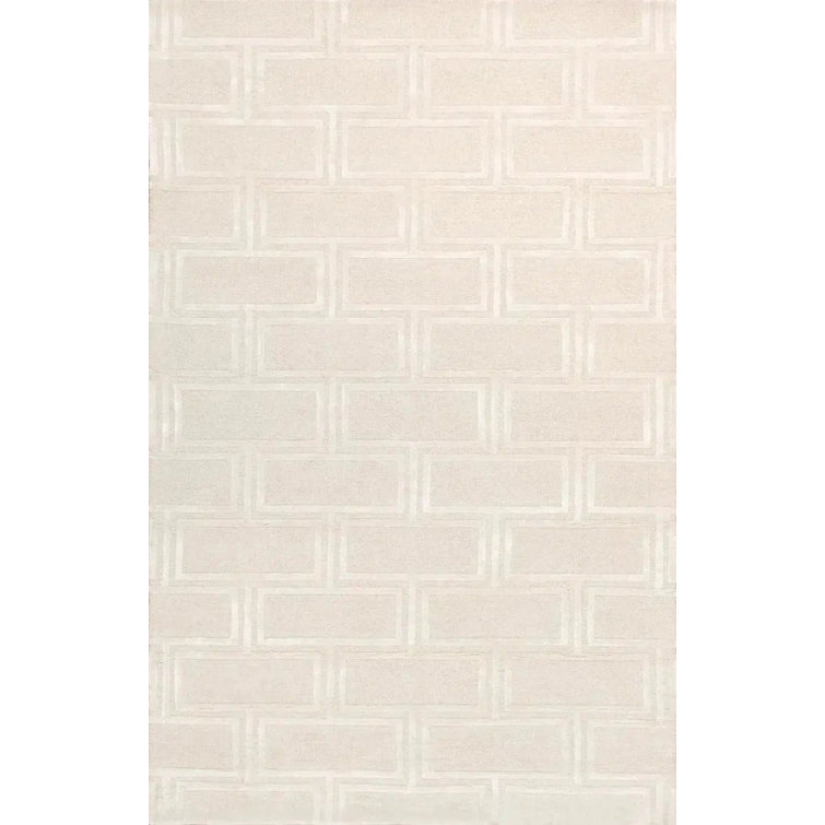 Elegant Ivory 8' x 10' Hand-Tufted Wool & Silk Area Rug