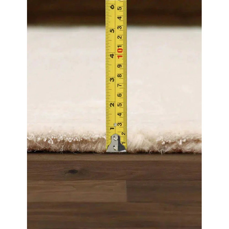 Elegant Ivory 8' x 10' Hand-Tufted Wool & Silk Area Rug
