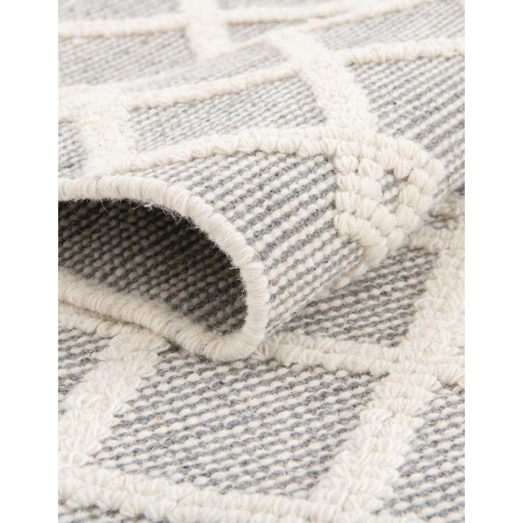 Gray Manor Geometric Wool Handmade Area Rug 8x10