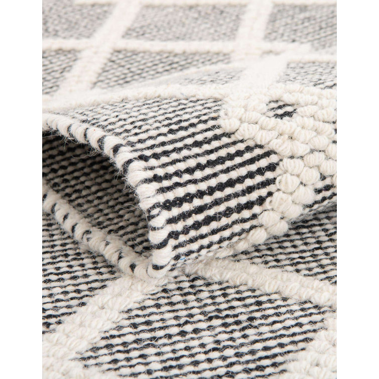 Blackberry & Ivory Geometric Hand-Knotted Wool-Cotton 4'1" x 6'1" Rug