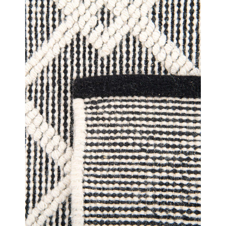 Blackberry & Ivory Geometric Hand-Knotted Wool-Cotton 4'1" x 6'1" Rug