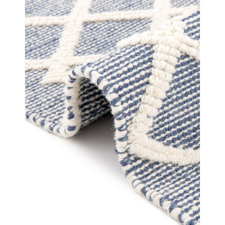 Blueberry Geometric Hand-knotted Wool Indoor Area Rug