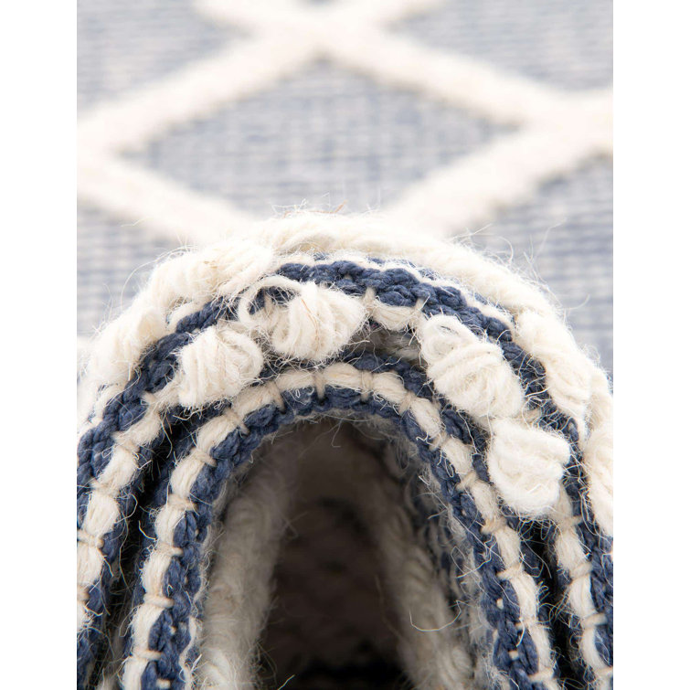Blueberry Geometric Hand-knotted Wool Indoor Area Rug