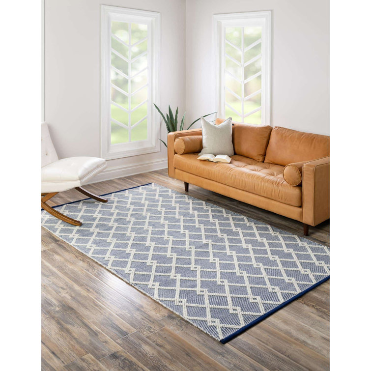 Blueberry Geometric Hand-knotted Wool Indoor Area Rug