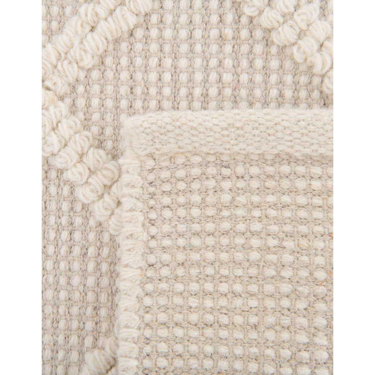 Vanilla Bean Geometric Hand-Knotted Wool Square Rug
