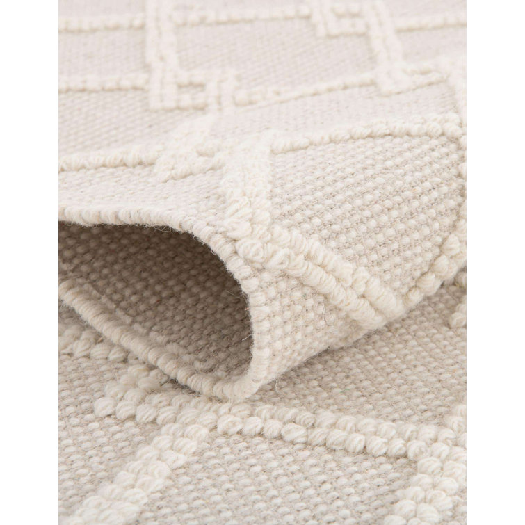 Vanilla Bean Geometric Hand-Knotted Wool Square Rug