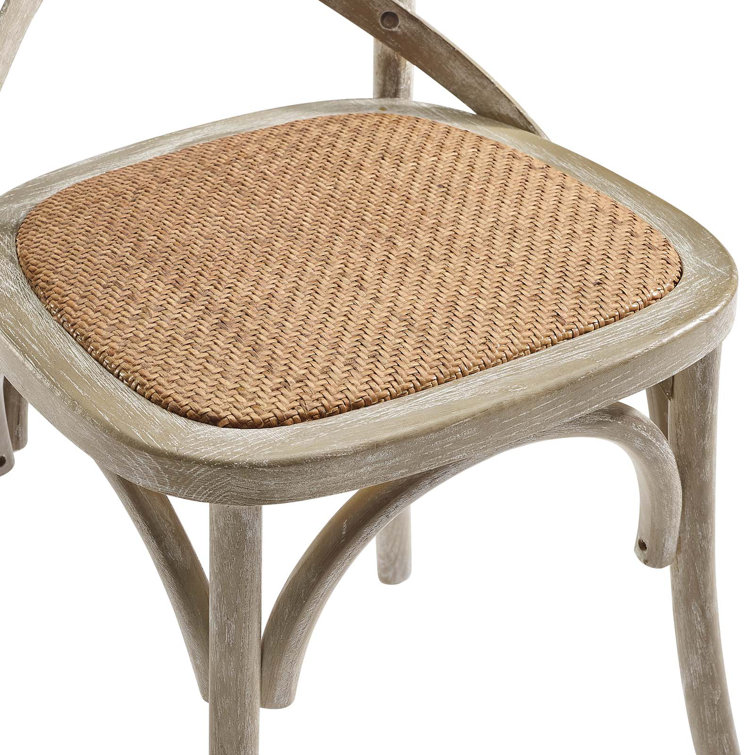 Rustic Gray Elm Wood Cross-Back Dining Side Chair