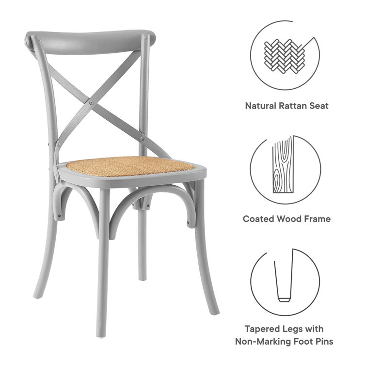 Light Gray High Cross Back Wood Side Chair