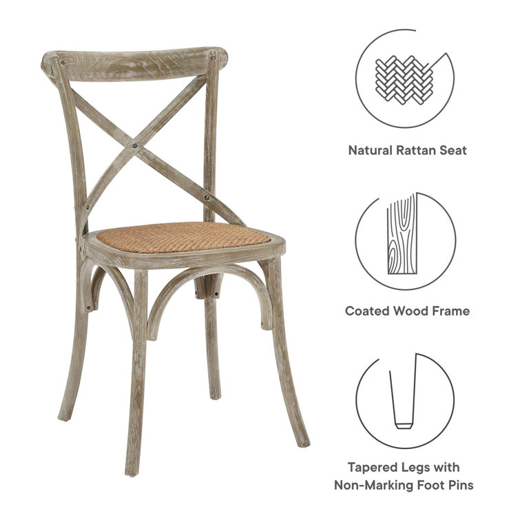 Rustic Gray Elm Wood Cross-Back Dining Side Chair