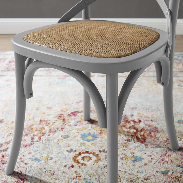 Light Gray High Cross Back Wood Side Chair