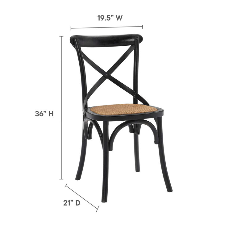 Rustic Charm Black Elm Wood Cross Back Side Chair