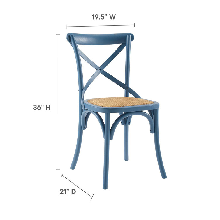 Harbor Rustic Cross-Back Solid Elm Wood Dining Side Chair