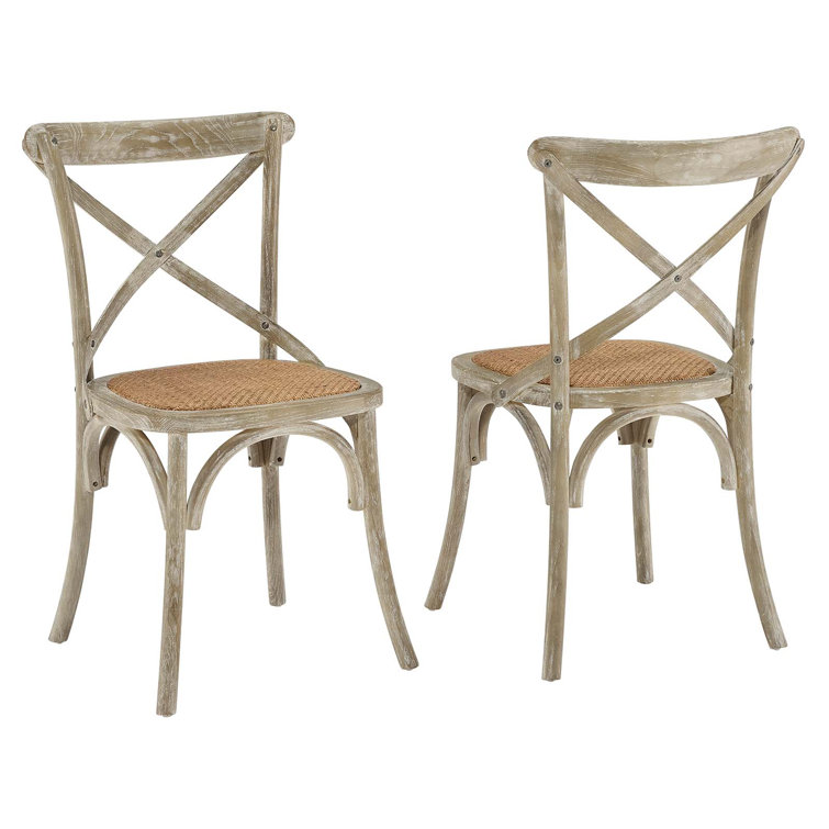 Rustic Elmwood Cross-Back Gray Dining Side Chair, Set of 2
