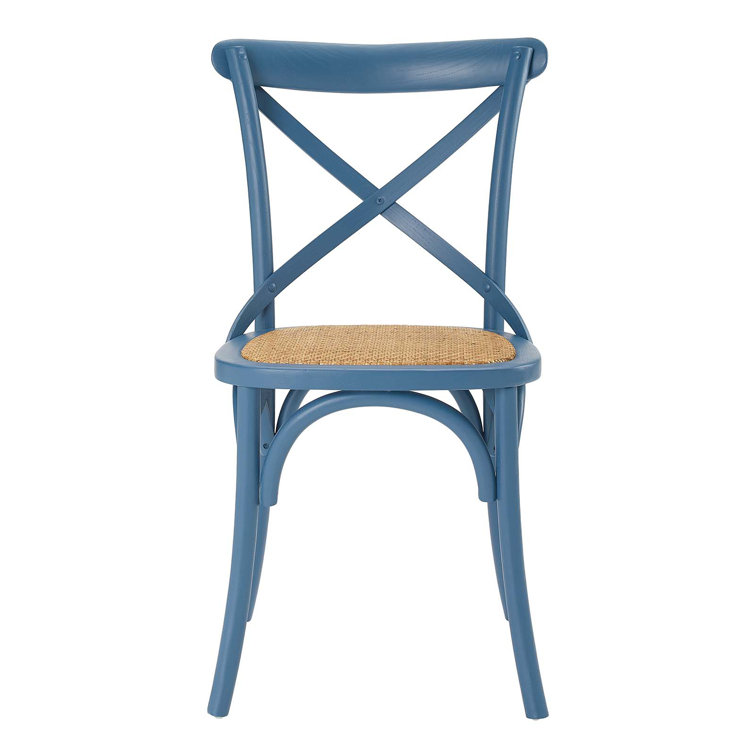 Harbor Rustic Cross-Back Solid Elm Wood Dining Side Chair