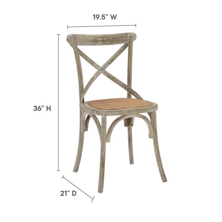 Rustic Elmwood Cross-Back Gray Dining Side Chair, Set of 2