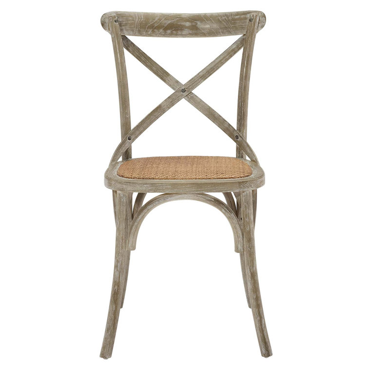 Rustic Elmwood Cross-Back Gray Dining Side Chair, Set of 2