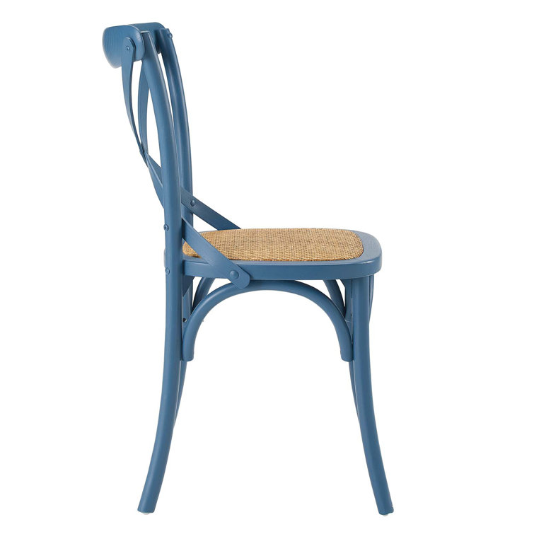 Harbor Rustic Cross-Back Solid Elm Wood Dining Side Chair