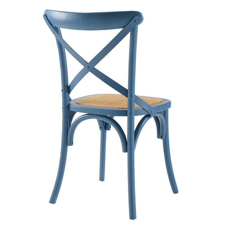 Harbor Rustic Cross-Back Solid Elm Wood Dining Side Chair
