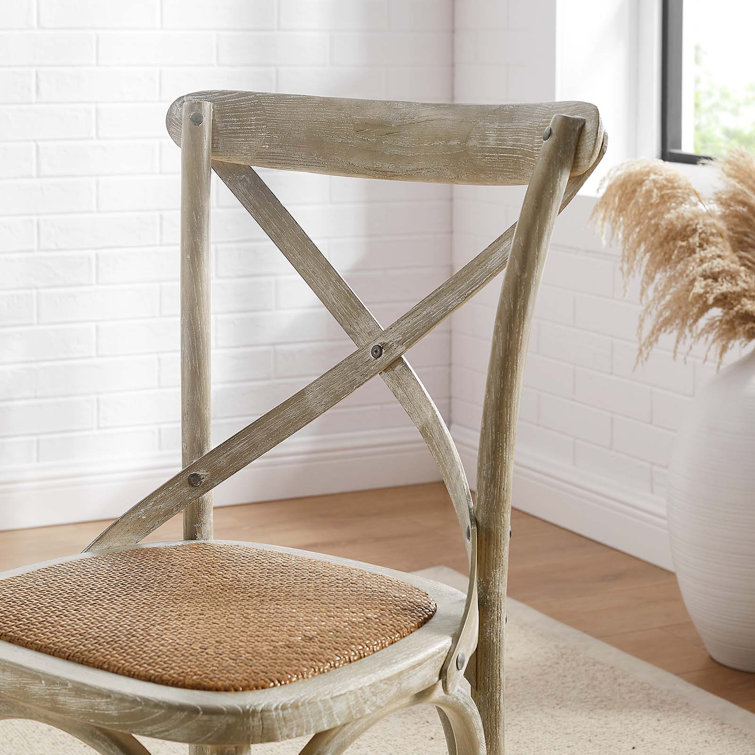 Rustic Elmwood Cross-Back Gray Dining Side Chair, Set of 2