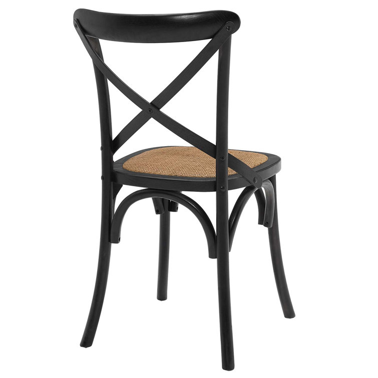 Rustic Charm Black Elm Wood Cross Back Side Chair