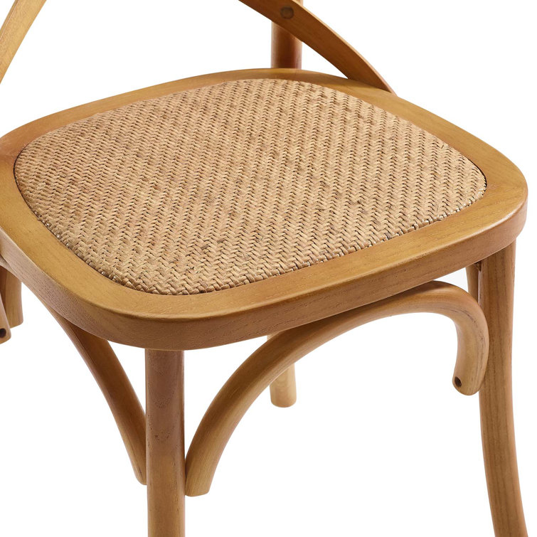 Rustic Farmhouse Cross-Back White Wood Dining Side Chair