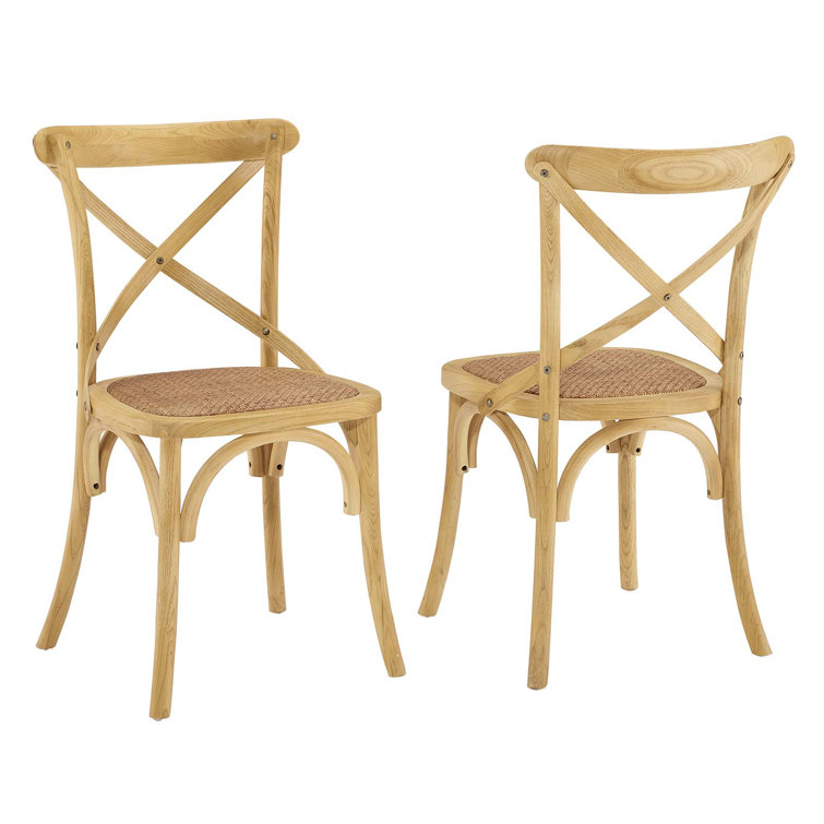Natural Wood 39" Cross Back Rustic Side Chair