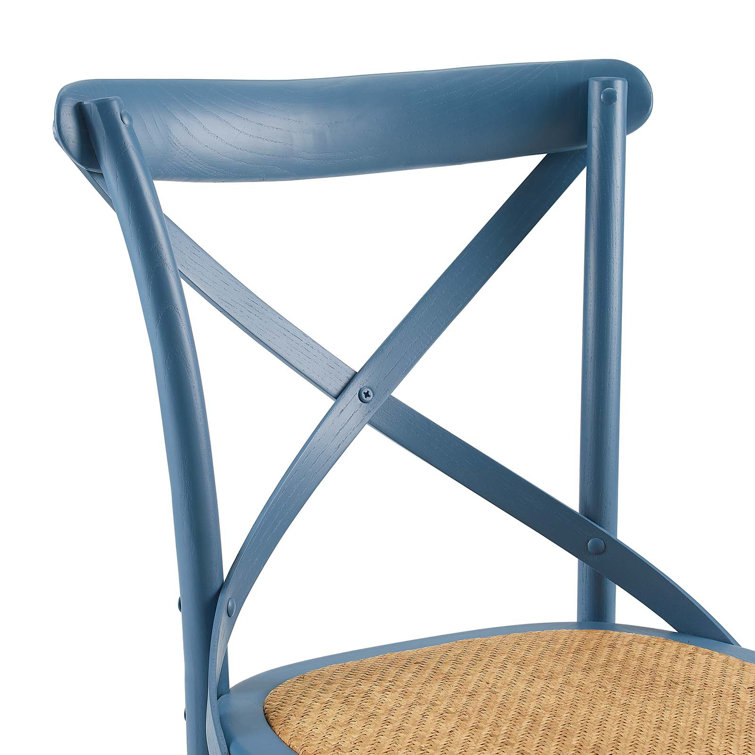 Harbor Rustic Cross-Back Solid Elm Wood Dining Side Chair