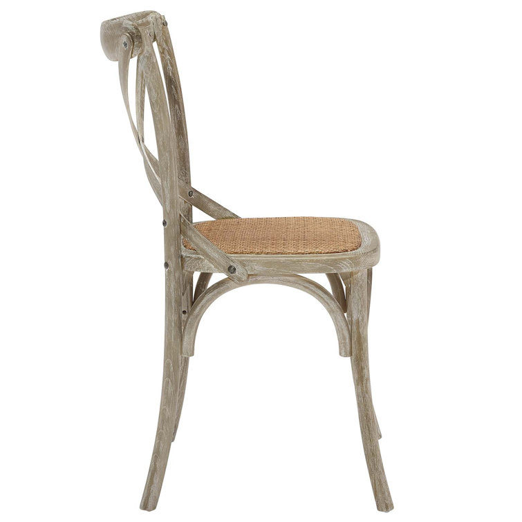 Rustic Elmwood Cross-Back Gray Dining Side Chair, Set of 2
