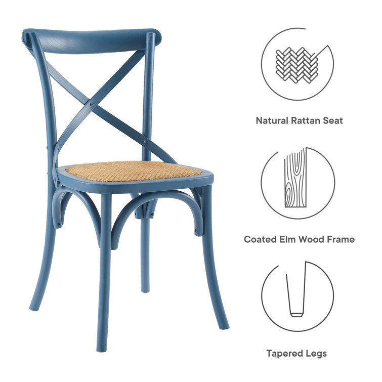 Harbor Rustic Cross-Back Solid Elm Wood Dining Side Chair