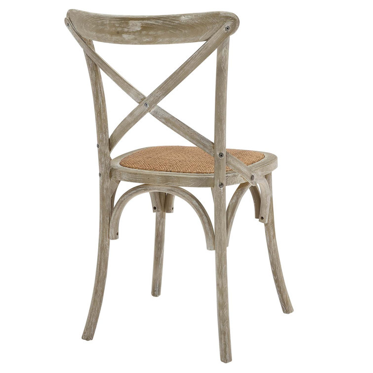 Rustic Elmwood Cross-Back Gray Dining Side Chair, Set of 2