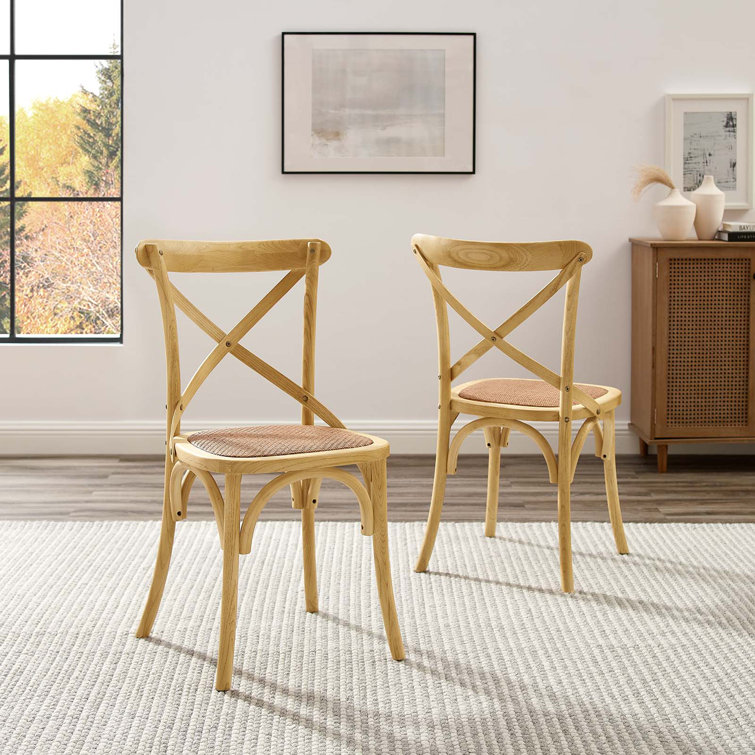 Natural Wood 39" Cross Back Rustic Side Chair