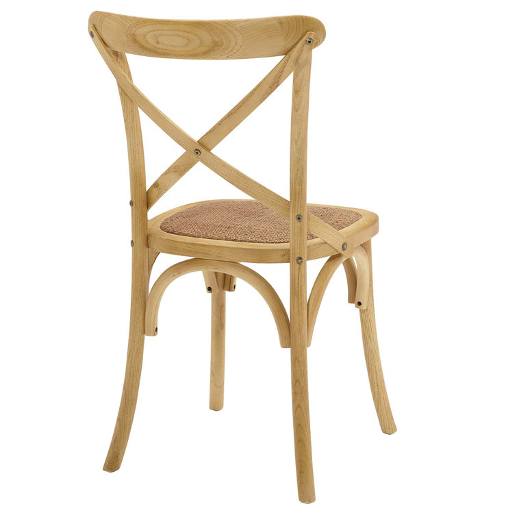 Natural Wood 39" Cross Back Rustic Side Chair
