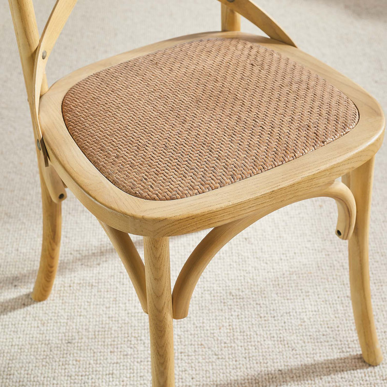 Natural Wood 39" Cross Back Rustic Side Chair