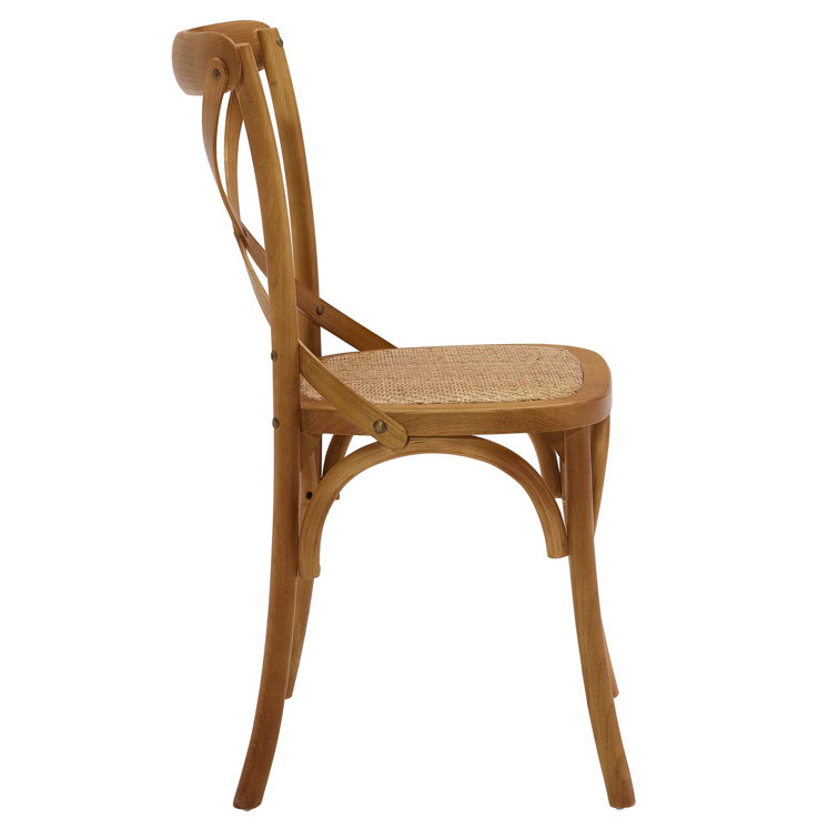 Rustic Farmhouse Cross-Back White Wood Dining Side Chair