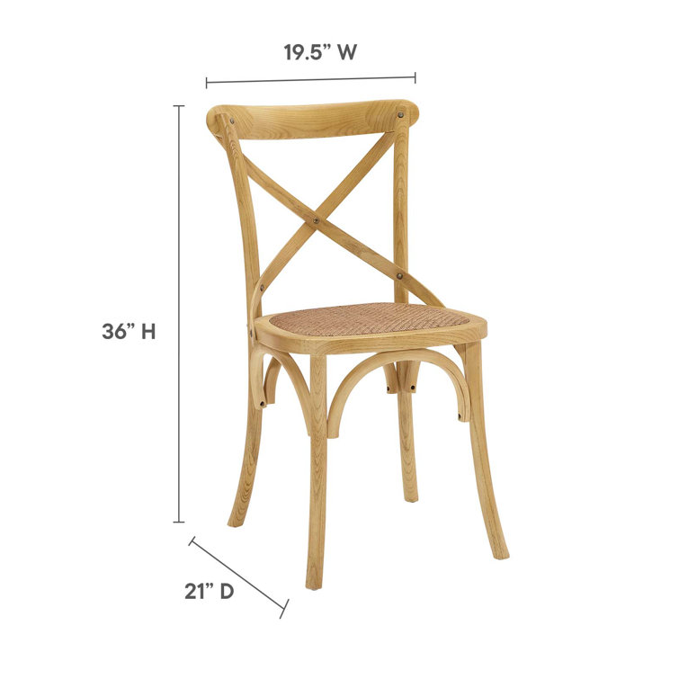Natural Wood 39" Cross Back Rustic Side Chair