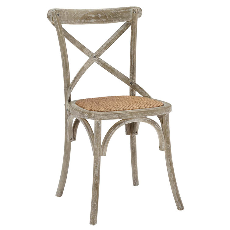 Rustic Elmwood Cross-Back Gray Dining Side Chair, Set of 2