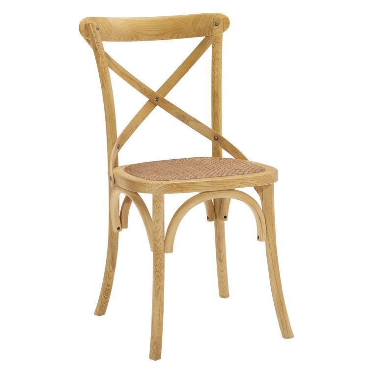 Natural Wood 39" Cross Back Rustic Side Chair