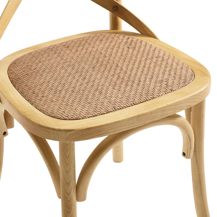 Natural Wood 39" Cross Back Rustic Side Chair