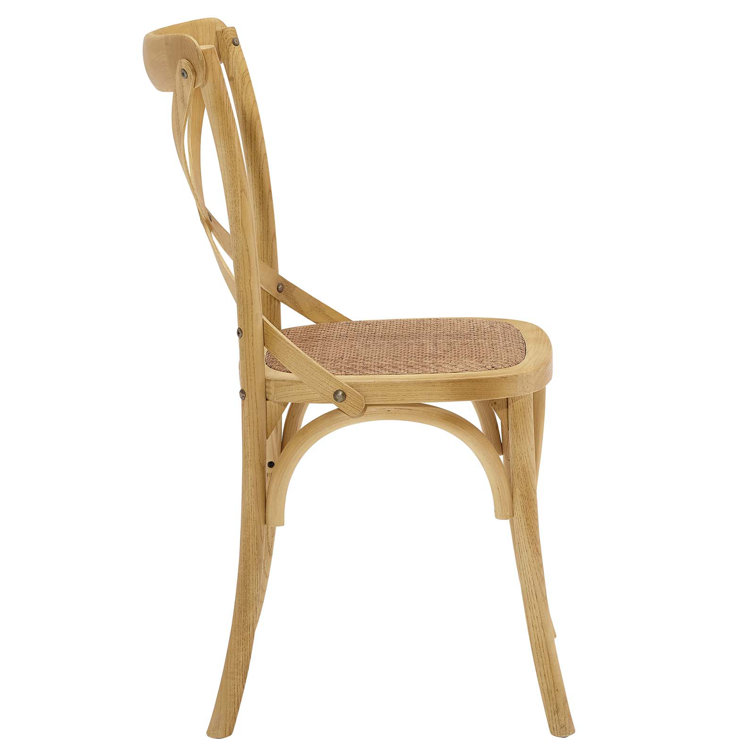 Natural Wood 39" Cross Back Rustic Side Chair