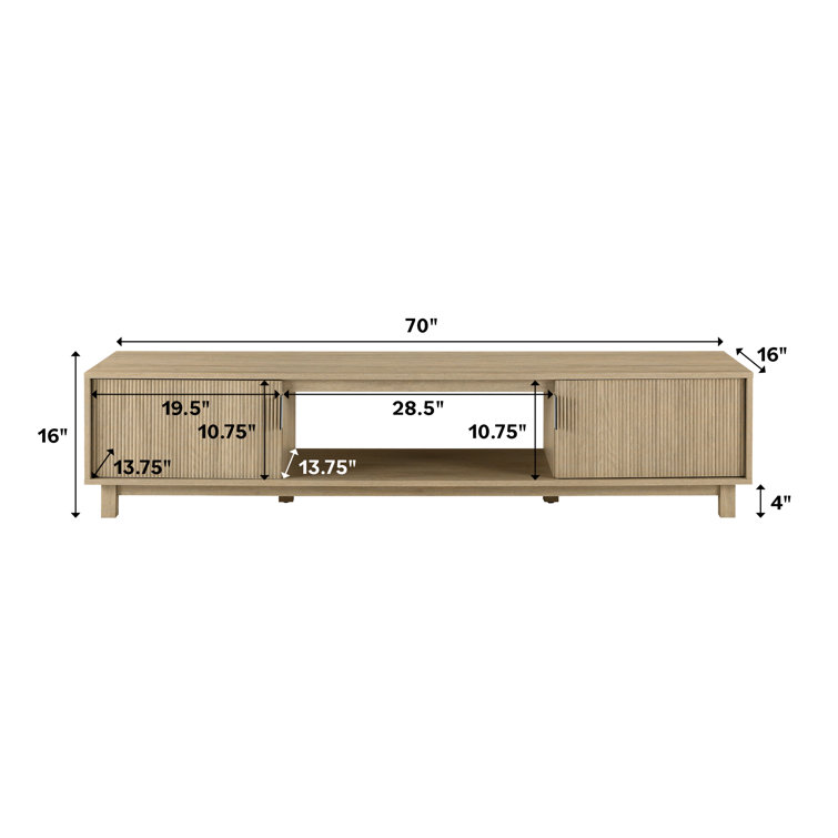 Coastal Oak Modern Fluted 2-Door TV Stand