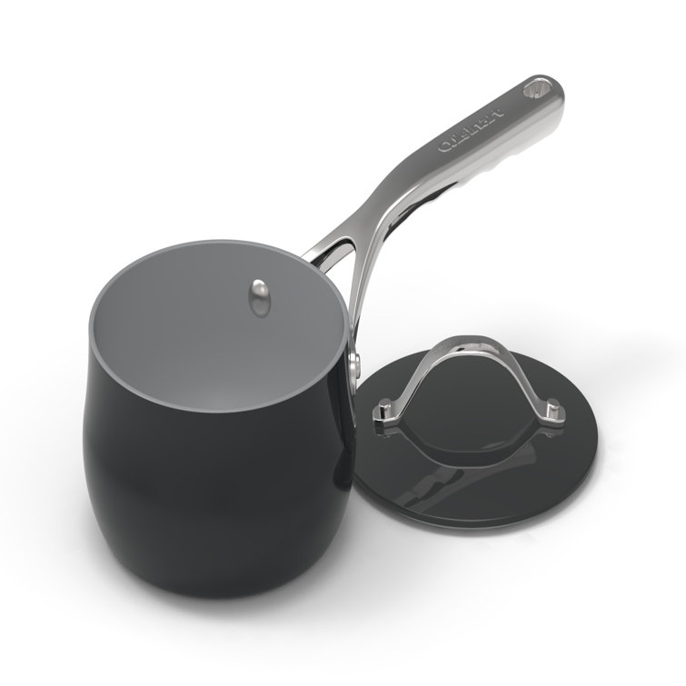 Black Ceramic Finish 1 Quart Saucepan with Stainless Steel Handle