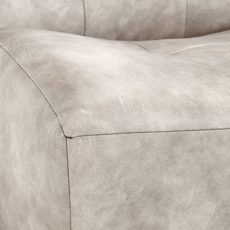 Gray Leather Handcrafted Swivel Slipper Chair