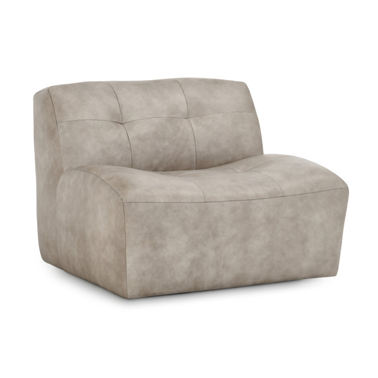Gray Leather Handcrafted Swivel Slipper Chair