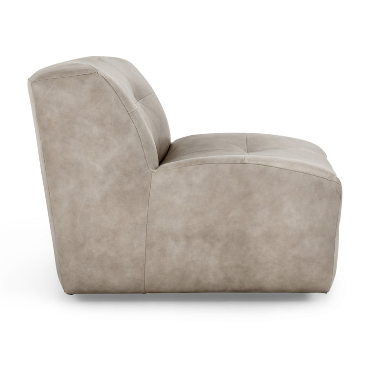 Gray Leather Handcrafted Swivel Slipper Chair