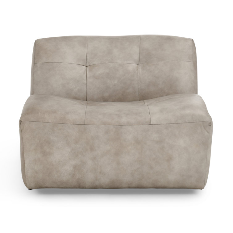 Gray Leather Handcrafted Swivel Slipper Chair